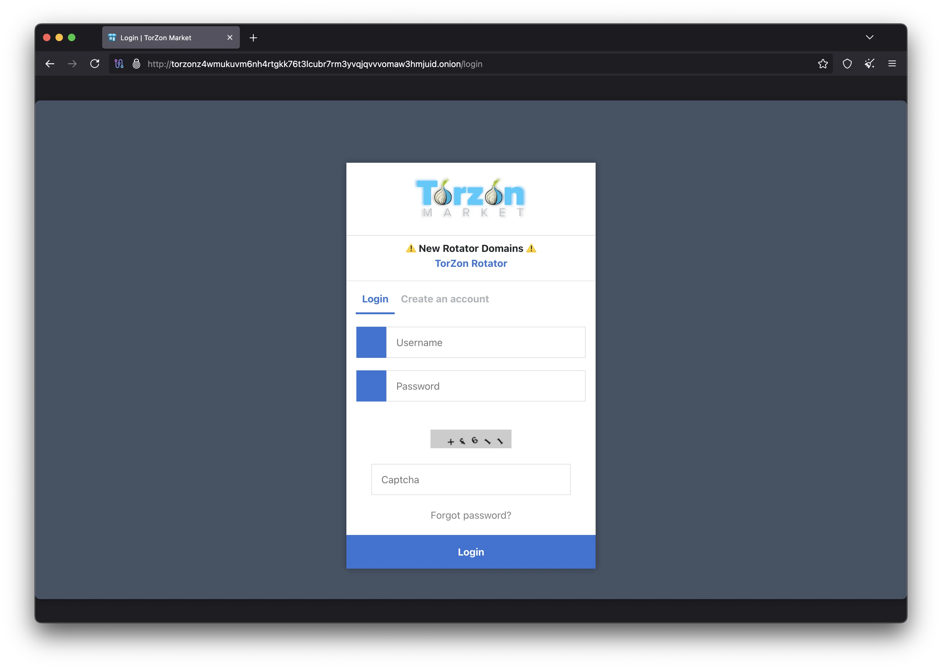 Torzon Market login page showing PGP-based two-factor authentication and encrypted access portal for secure account entry